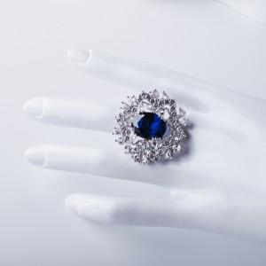 Hongde elegante cirkel met blauwe kubieke zirconia verlovingsringen roestvrij staal voor vrouwen bruiloft sieraden zilveren kleur