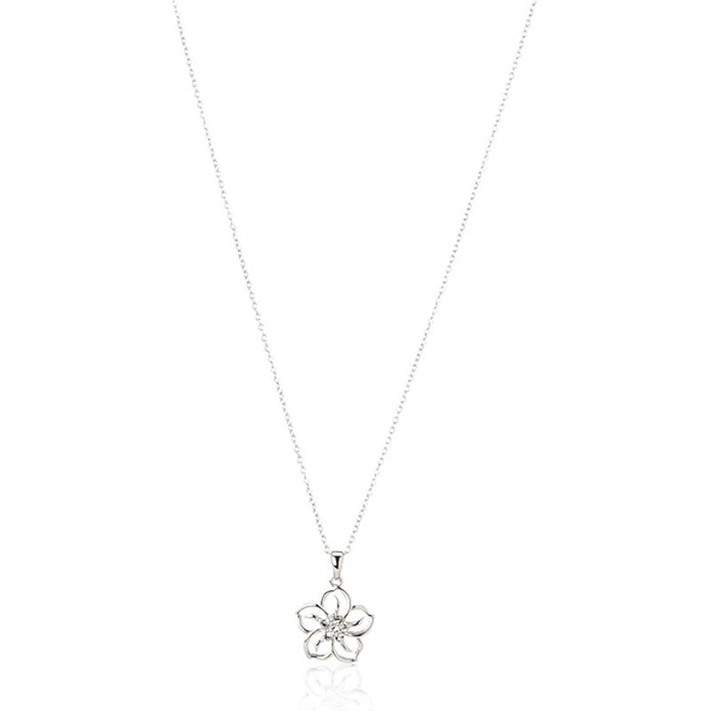 Delicate bloemen hanger ketting echte of gemaakte edelsteen geboortesteen bloem hanger ketting met ketting in sterling zilver, 18